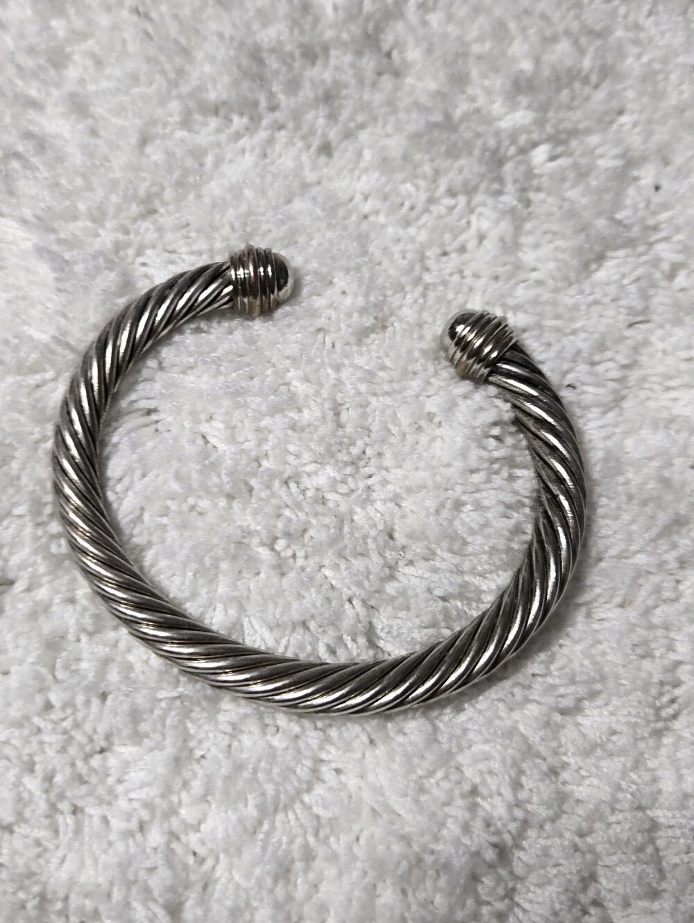 Vintage Cable Cuff Bracelet Silver Tone